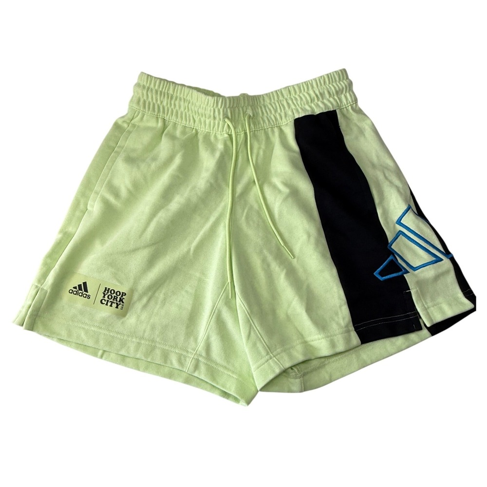 Adidas Hoop York City Basketball Sweat Shorts‎ Embroidered Green Womens XS New